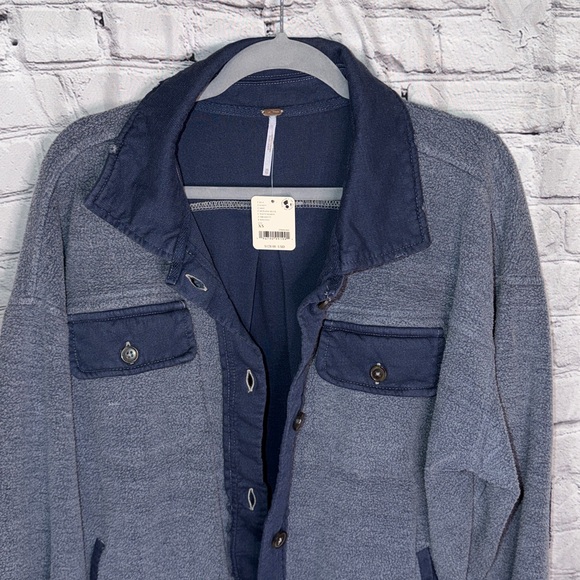 NWT Free People Ruby Shacket - Navy/Oceana Blue - Oversized - XS & Medium - Picture 7 of 17